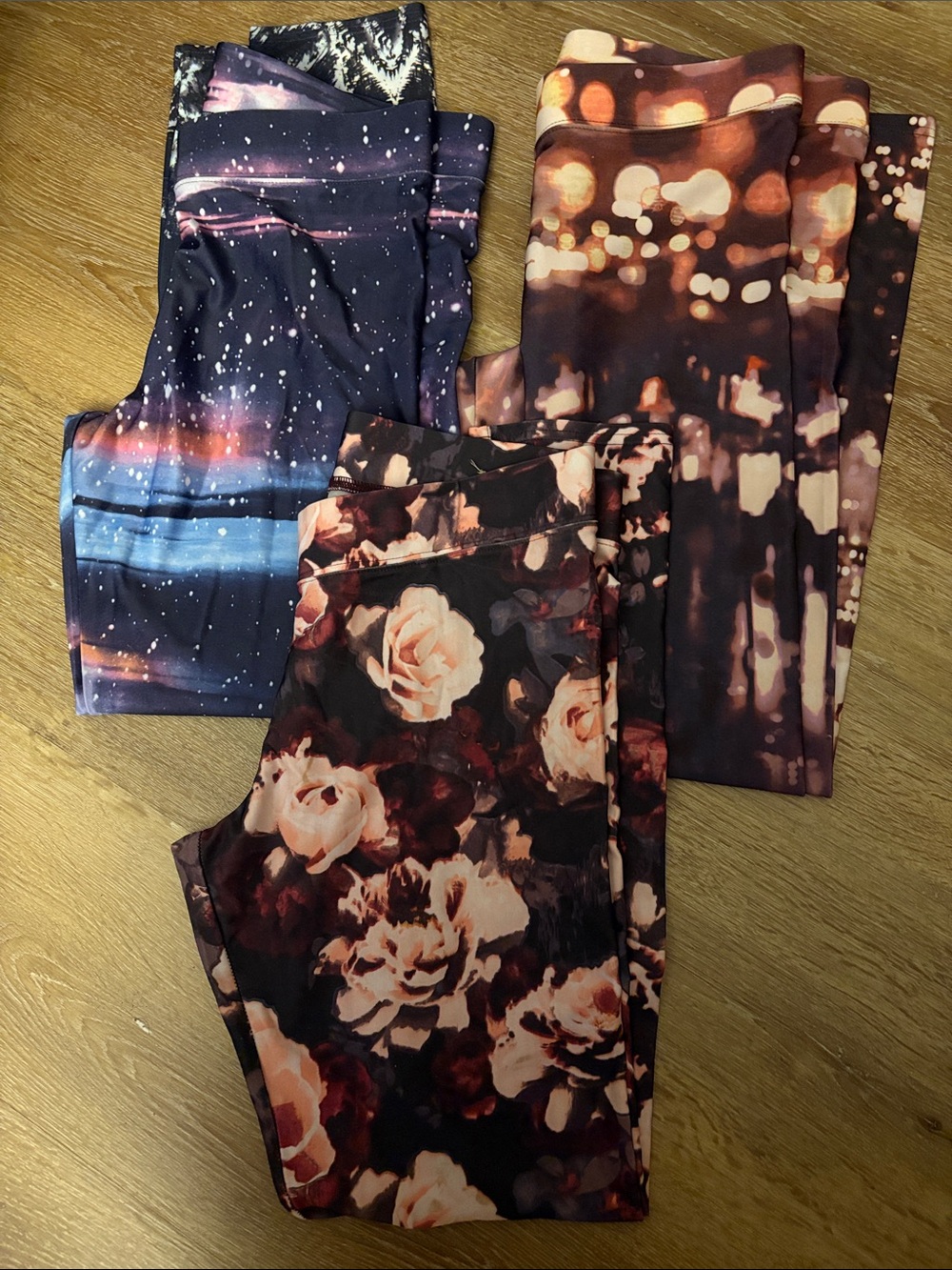 American eagle 3 Printed Leggings Bundle - Galaxy, City Lights & Floral